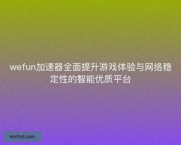 wefun加速器全面提升游戏体验与网络稳定性的智能优质平台